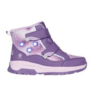 NEW SKECHERS Kid Storm Blazer Purple Light Up Heart Waterproof Snow Boot